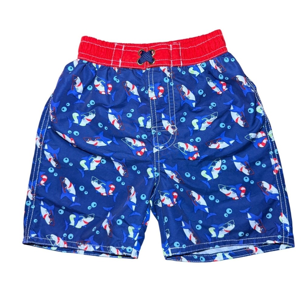 H2O Swim Trunks Boys 2T Navy Blue Shark Print